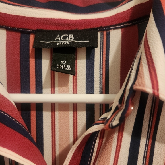 AGB Striped Crepe de Chine Shirt Dress - Picture 2 of 6